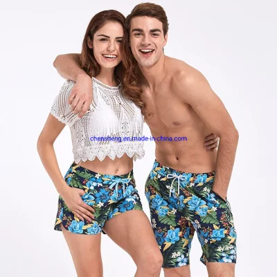 Pantalones cortos de playa para amantes Pantalones cortos de pareja de flores