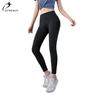 En Stock Tejido Jacquard Leggings de yoga Pantalones de yoga de cintura alta para mujer Control de barriga